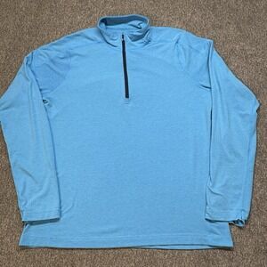 STIO Men's Sweater 1/4 Zip Pullover Size Medium Lightweight Thumbholes Blue